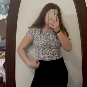 white tee with blue flowers